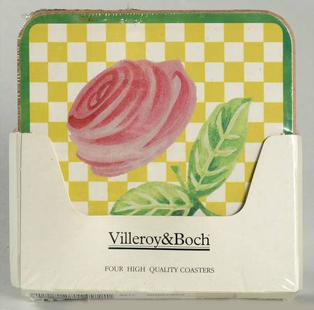 A Rose (4 Pc) Cork Back Square Coaster Set