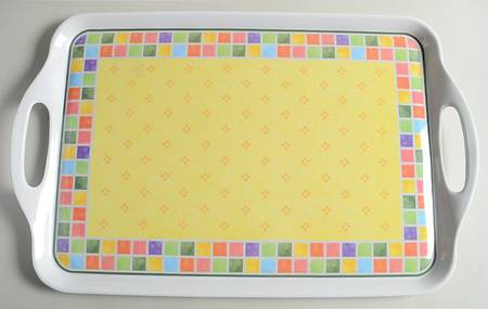 Twist Alea Limone 19" Rectangular Handled Serving Melamine Tray