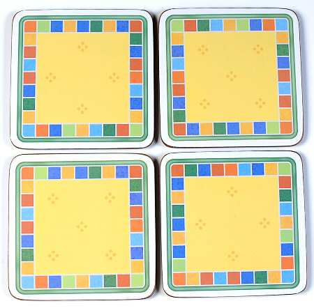 Twist Alea Limone (4 Pc) Cork Back Square Coaster Set