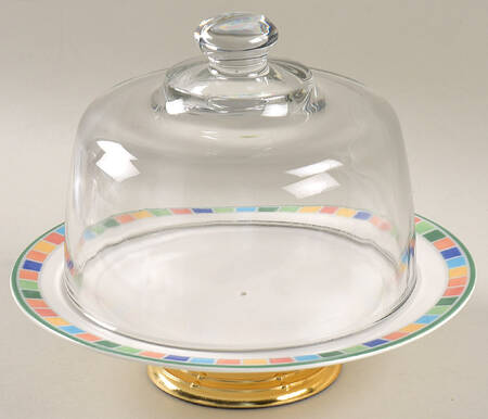 Twist Alea Caro 6 1/2"-7 1/2" Footed Cheese Plate w/ Glass Dome HC