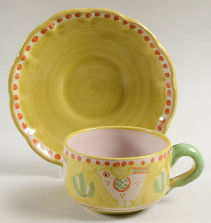Campagna-Chicken Flat Cup & Saucer Set