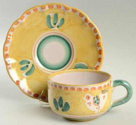 Campagna-Chicken Flat Cup & Saucer Set
