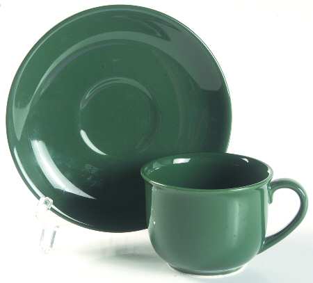 Prisma Hunter Green Flat Cup & Saucer Set