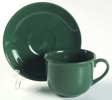 Prisma Hunter Green Flat Cup & Saucer Set