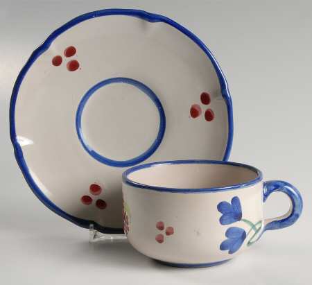 Campagna Flowers Flat Cup & Saucer Set