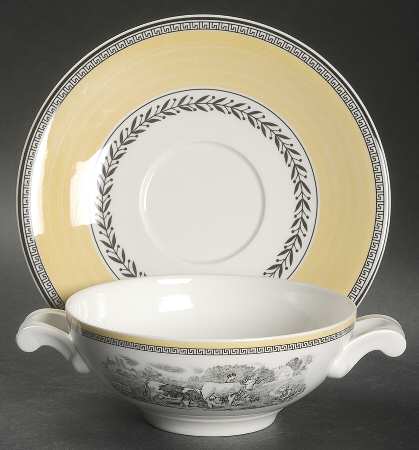 Audun Ferme Flat Cream Soup Bowl & Breakfast Saucer Set