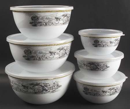 Audun Ferme Metal Nesting Mixing Bowl Set,6 Bowls&Plastic Lids