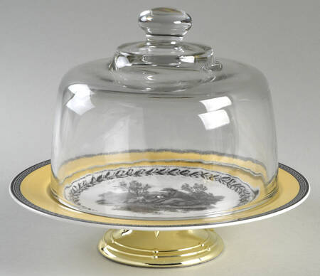 Audun Chasse 6 1/2"-7 1/2" Footed Cheese Plate w/ Glass Dome HC