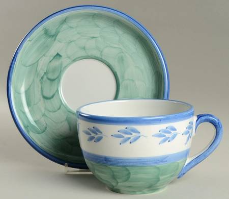 Blue Leaves Breakfast Cup & Saucer Set
