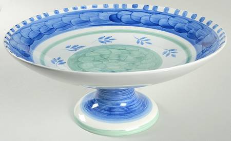 Blue Leaves Round Compote (Height X Width)