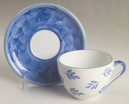 Blue Leaves Flat Cup & Saucer Set