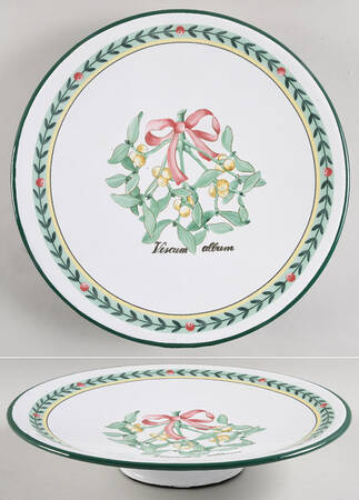 French Garden Christmas 11" Metal Pedestal Cake Stand