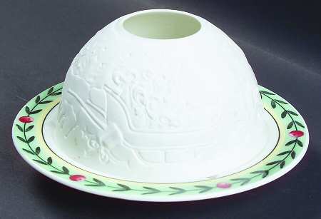 French Garden Christmas Lithophane Candle Votive