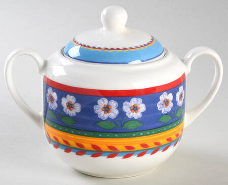 White Flowers Sugar Bowl & Lid