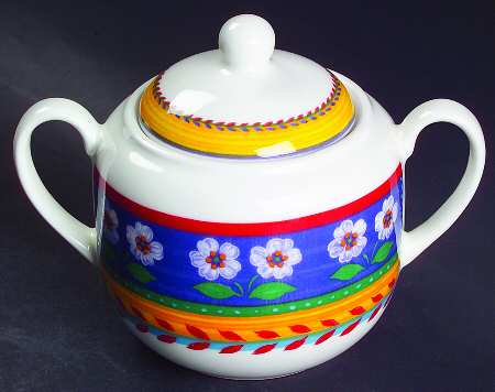 White Flowers Sugar Bowl & Lid