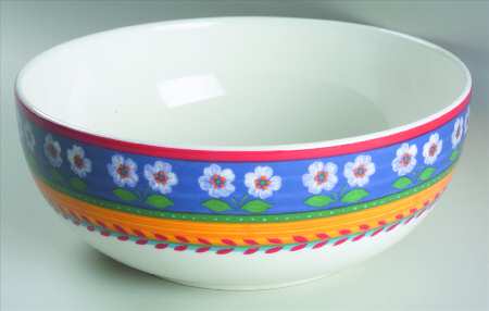 White Flowers 10" Large Salad Serving Bowl