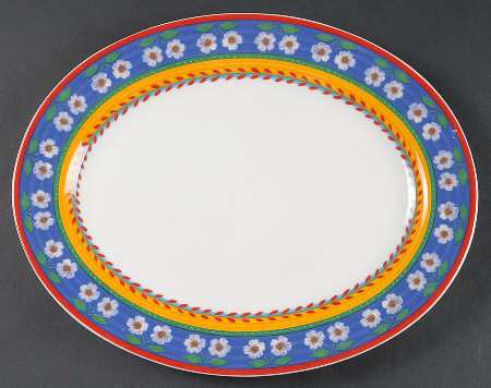 White Flowers 12" Oval Serving Platter