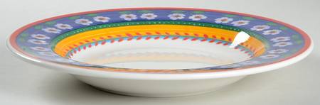 White Flowers Large Rim Soup Bowl