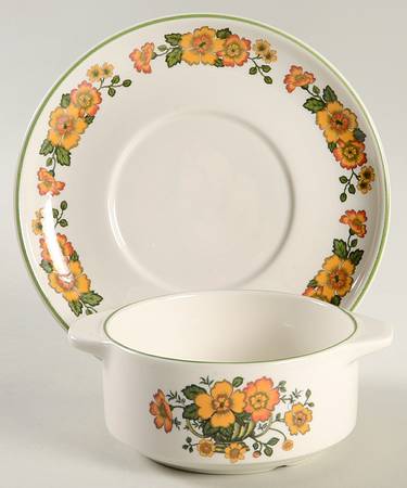 COTTAGE Flat Cream Soup Bowl & Saucer Set