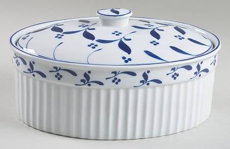 Royal Blue Oval Covered Vegetable