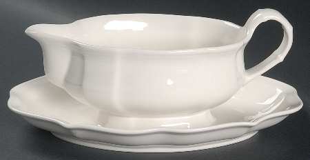 Chambord (White, Fine China) Gravy Boat with Attached Underplate