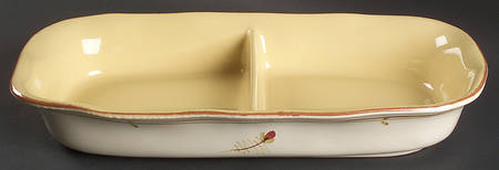 Fiori Di Bosco 14" Oval Divided Vegetable Bowl