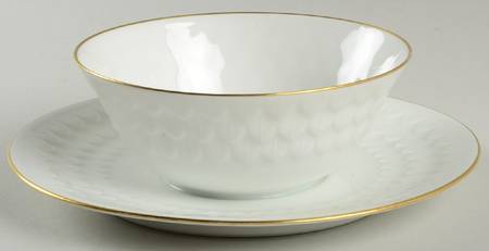 Florence (Gold Trim) Gravy Boat with Attached Underplate