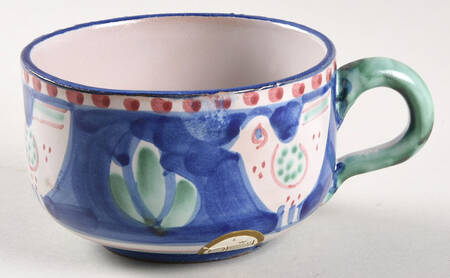 Campagna Chicken (Blue Border, Red Dots) Flat Cup