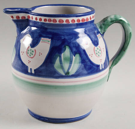 Campagna Chicken (Blue Border, Red Dots) 64 Oz Pitcher by Vietri (Italy)