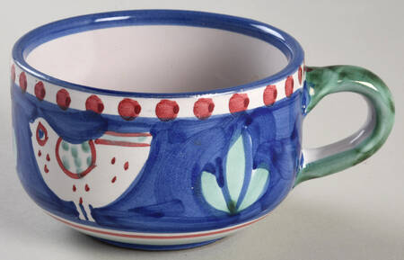 Campagna Chicken (Blue Border, Red Dots) Flat Cup