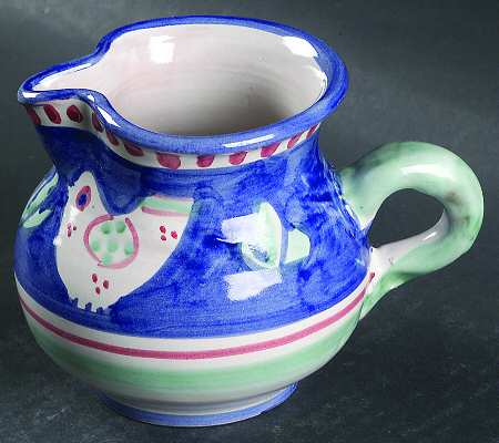 Campagna Chicken (Blue Border, Red Dots) Creamer by Vietri (Italy)