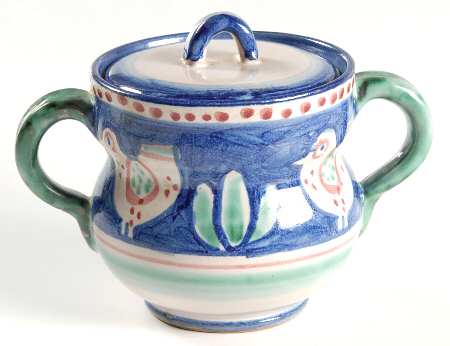Campagna Chicken (Blue Border, Red Dots) Sugar Bowl & Lid