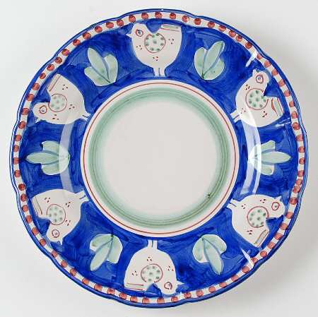 Campagna Chicken (Blue Border, Red Dots) Service Plate (Charger)