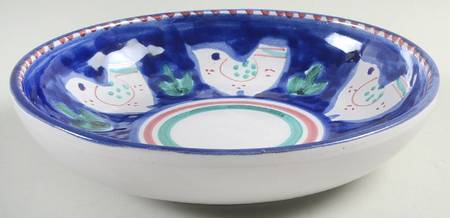 Campagna Chicken (Blue Border, Red Dots) 8" Individual Pasta Bowl