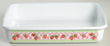 Strawberries 'N Cream 11" Metal Rectangular Baker