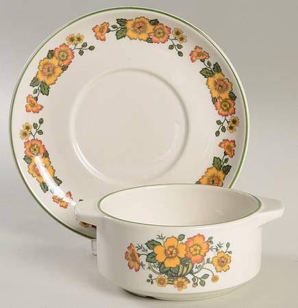 VIL85 Flat Cream Soup Bowl & Saucer Set