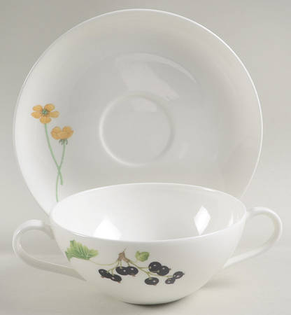 Wildberries Flat Cream Soup Bowl & Breakfast Saucer Set