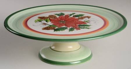 French Noel 12" Diameter Pedestal Cake Stand