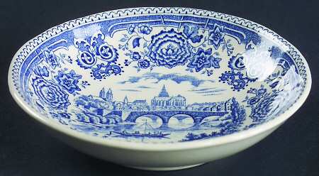 Burgenland Blue (Smooth, Green Backstamp) Fruit/Dessert (Sauce) Bowl