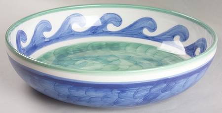 Blue Waves Round Shallow Bowl