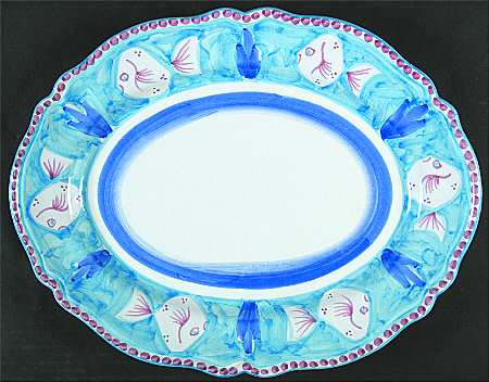 Campagna Fish Light Blue (Pesce) 16" Oval Serving Platter
