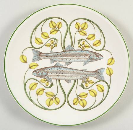 Atlantic (Fish, Flowers, Cream) Dinner Plate