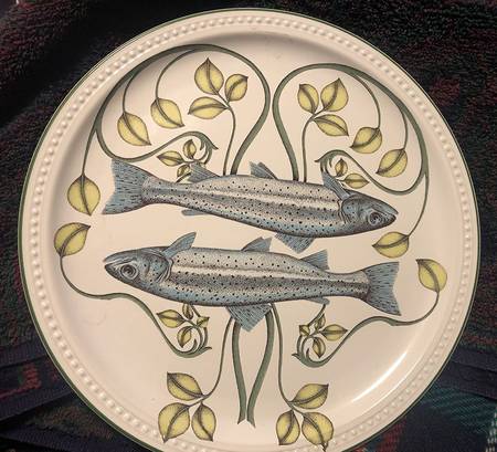Atlantic (Fish, Flowers, White) Luncheon Plate