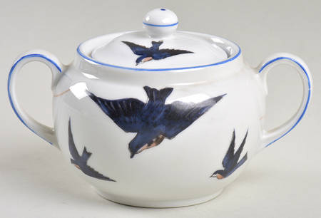 Blue Bird Sugar Bowl & Lid