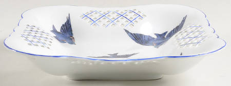 Blue Bird 9" Square Pierced Bowl