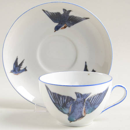 Blue Bird Flat Cup & Saucer Set