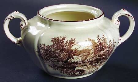 Alpina (Scalloped, Brown Scene) Sugar Bowl No Lid
