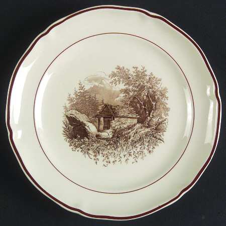 Alpina (Scalloped, Brown Scene) Bread & Butter Plate