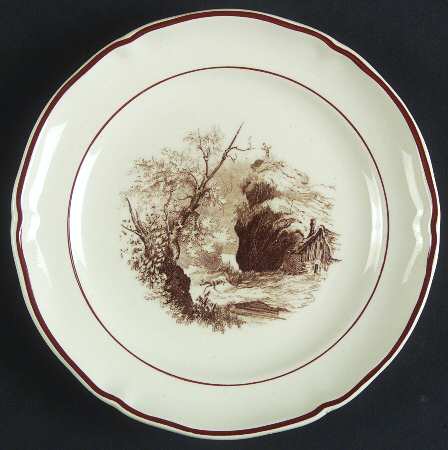 Alpina (Scalloped, Brown Scene) Bread & Butter Plate