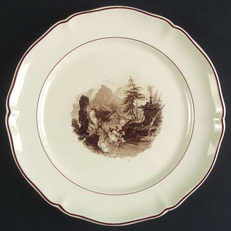 Alpina (Scalloped, Brown Scene) Dinner Plate